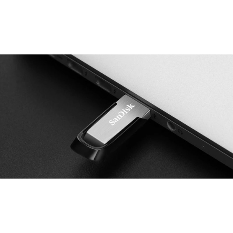 فلش مموری سن دیسک مدل Ultra Flair CZ73 ظرفیت 16 گیگابایت با بدنه فلزی، پورت USB 3.0، سازگار با USB 2.0 و قابلیت رمزگذاری فایل‌ها