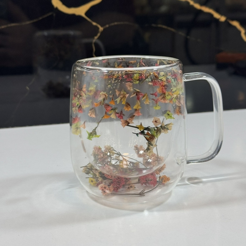 لیوان مدل دوجداره طرح گل کد mi1000