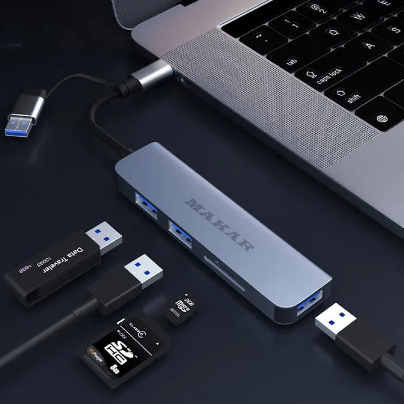 هاب و کارت خوان 5 پورت USB 3.0 ماکار مدل 5in1 MK-HU235