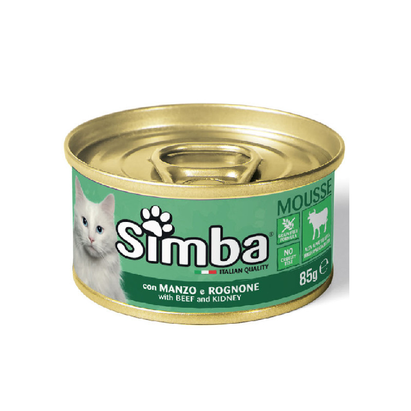پوچ گربه بالغ مونژه مدل Simba Mousse Beef با طعم گوشت گاو وزن 85 گرم