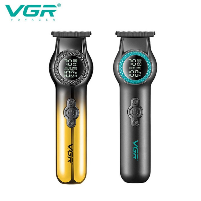 ماشین اصلاح موی سر و صورت وی جی ار مدل V-990 با تیغه سرامیکی، طراحی ارگونومیک، باتری 2000 میلی‌آمپر ساعت، عملکرد توربو، نمایشگر LED و شارژ سریع USB Type-C