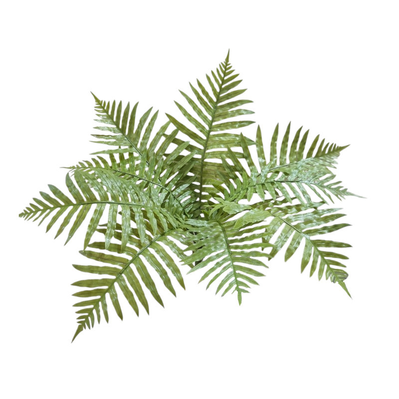 بوته سرخس مصنوعی 9 برگ با برگ‌های ژله‌ای لمسی، ابعاد 38×38×45 سانتی‌متر، وزن 70 گرم
