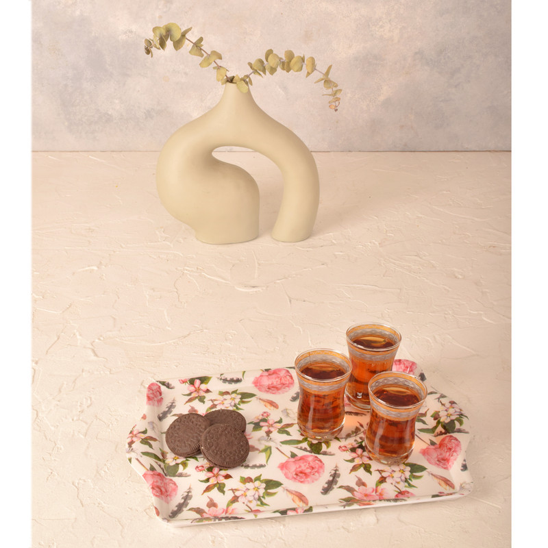 سینی دسته دار مهروز مدل 1000 گل سایز 20×27 سانتی متر