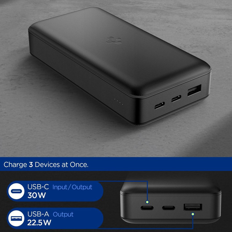 پاوربانک 30 وات اسپیگن مدل PA2305 ظرفیت 30000 میلی‌آمپرساعت به همراه کابل USB-C