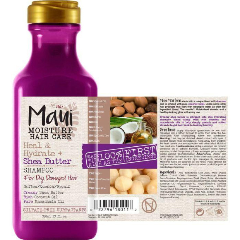 شامپو مو ماوی مدل Maui Shea Butter حجم 385 میلی لیتر