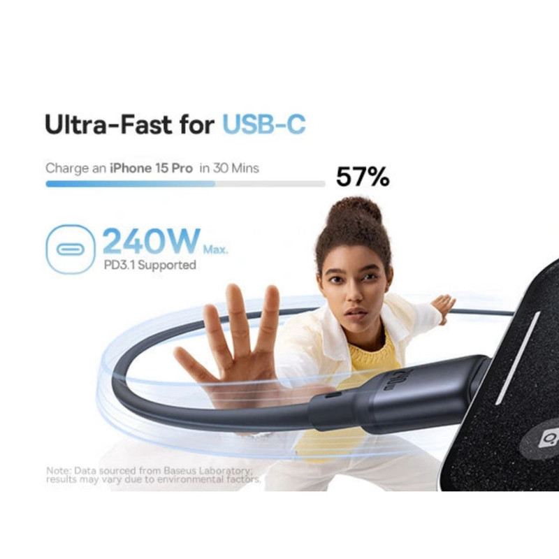 کابل USB-C بیسوس مدل PicoGo Magnetic 240W طول 1 متر
