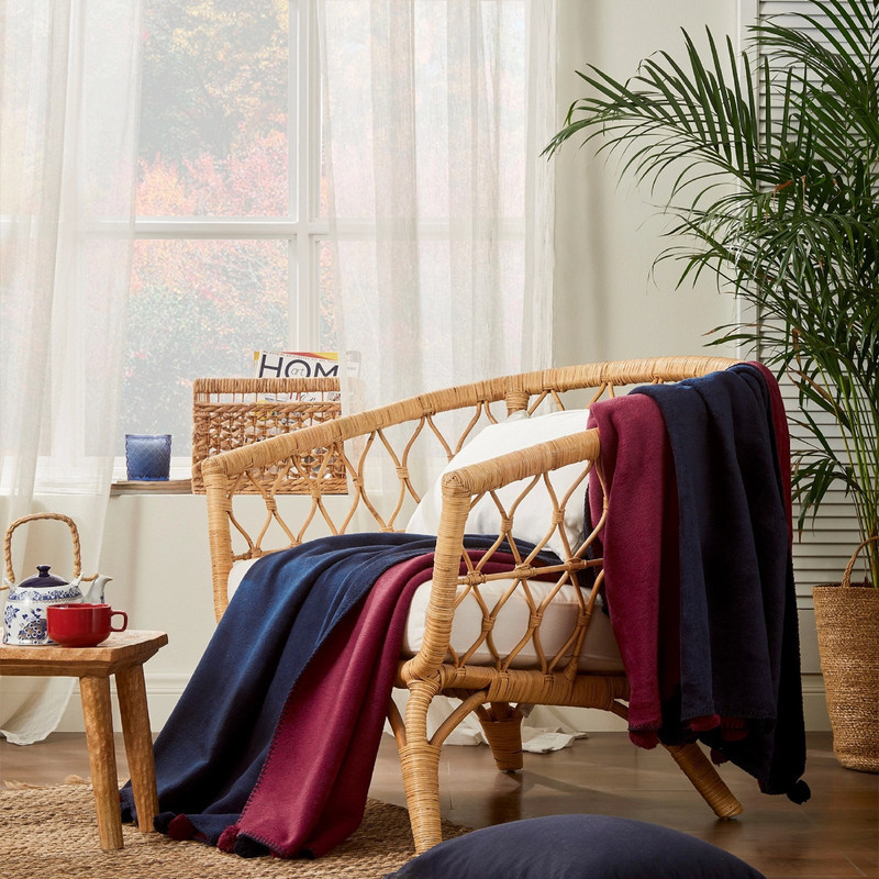 پتو ازدیلک مدل Ponponlu Indigo دو رو سایز 150×200 سانتی متر