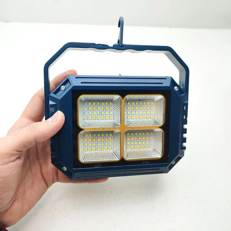 نورافکن دستی مدل شارژی و خورشیدی 112LED با نور مهتابی