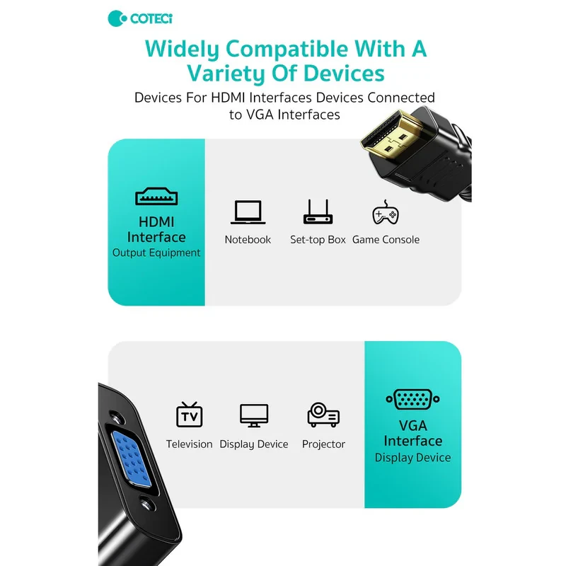 کابل تبدیل HDMI به VGA کوتتسی مدل 87618 به همراه درگاه صدا