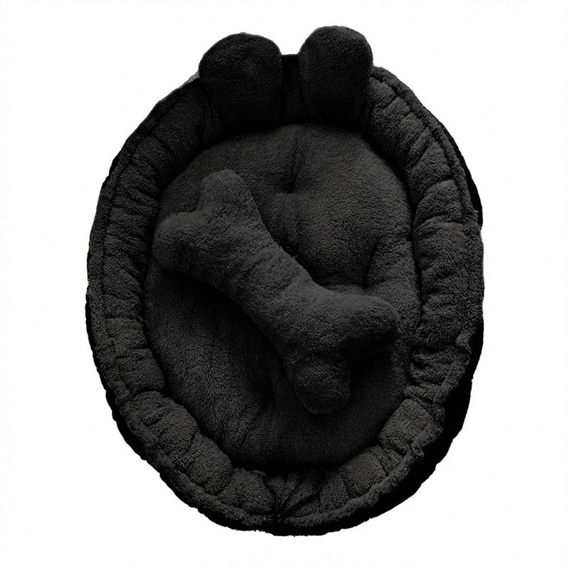 جای خواب سگ و گربه مدل Teddy طرح استخوان به همراه بالش