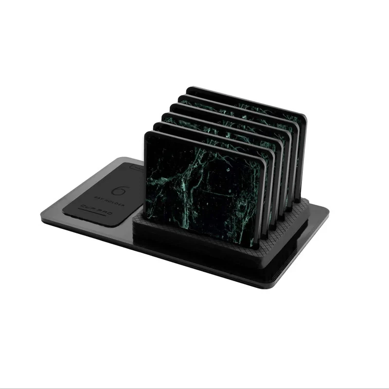 زیر لیوانی ماهوت مدل Graphite-Green-Marble بسته 6 عددی