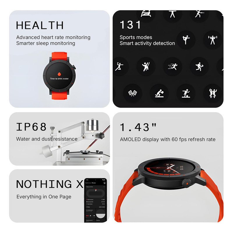 ساعت هوشمند 47 میلی‌متری ناتینگ مدل CMF Watch Pro 3 با بند سیلیکونی