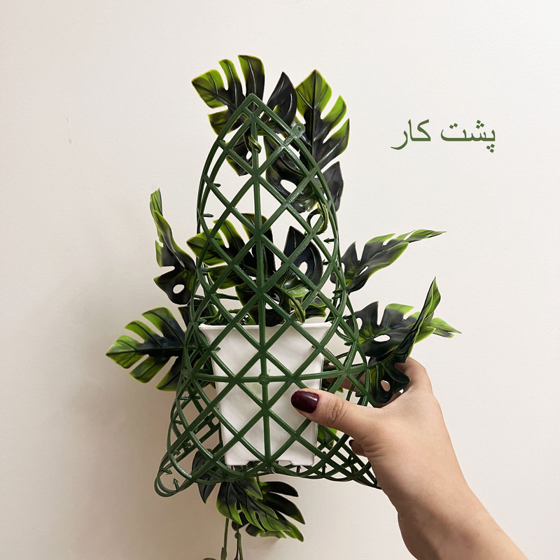 گلدان به همراه گل مصنوعی مدل ریسه پنلی ریسه برگ انجیری 1 0787