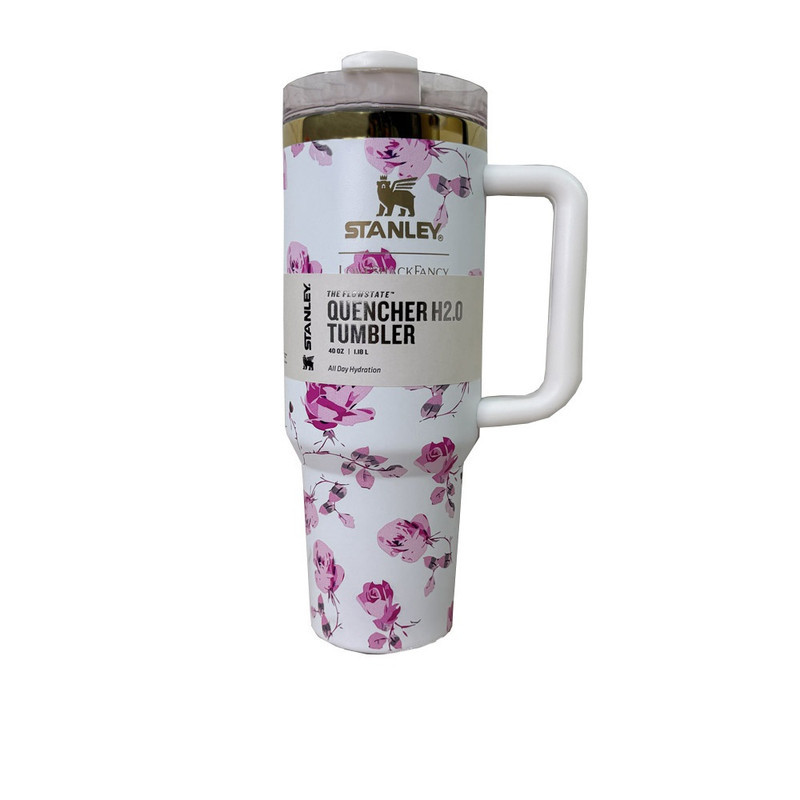 تراول ماگ  مدل دسته دار گل دار کد QUENCHER H20 TUMBLER گنجایش 1.180 لیتر