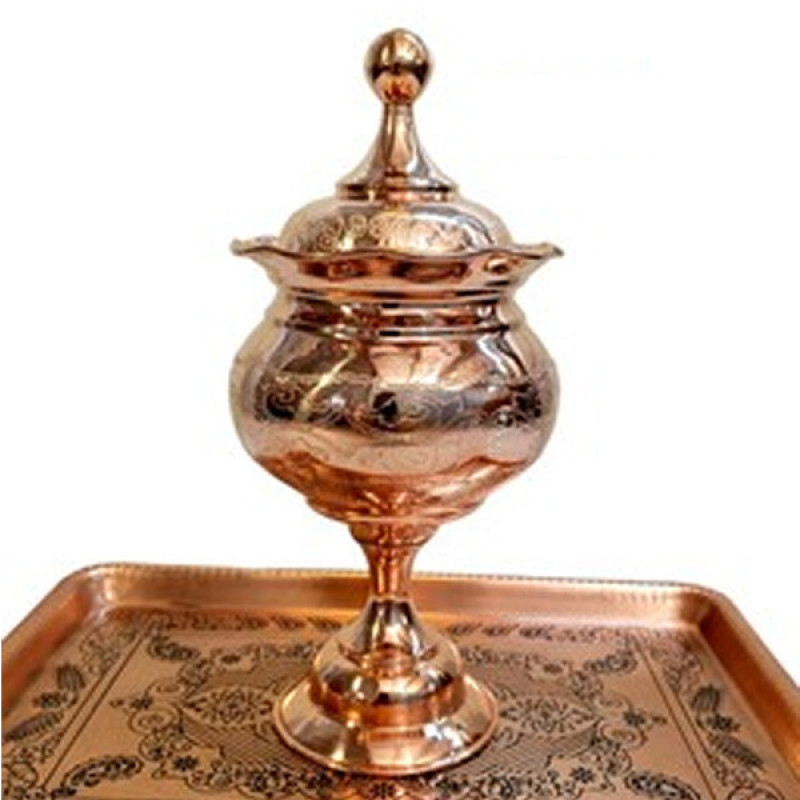 قندان مسی مدل لب چین لیزری پایه دار کد ZH332.1