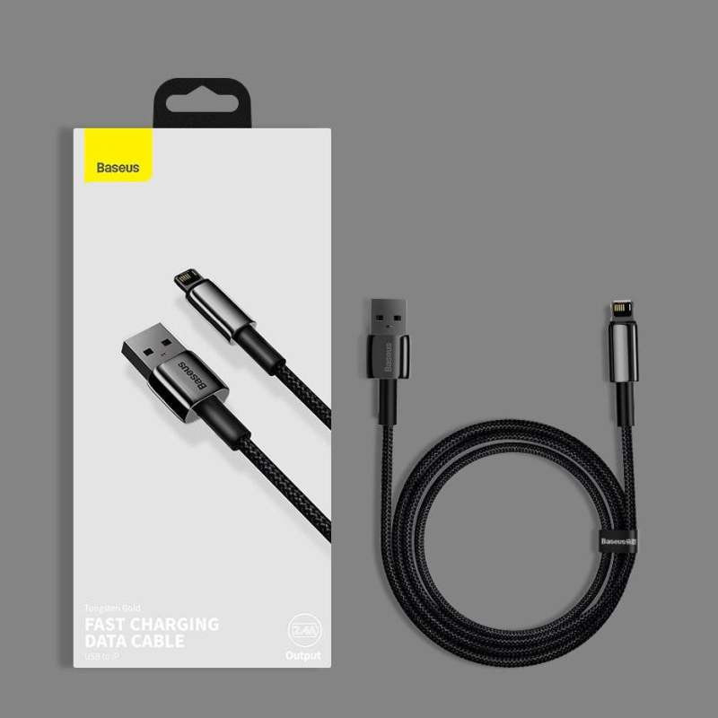 کابل تبدیل USB به لایتنینگ باسئوس مدل Tungsten fast charging data طول 1 متر
