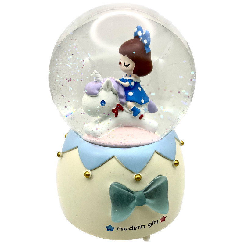 گوی موزیکال مدل پمپی modern girl طرح دختر و اسب شاخدار کد PAB7663