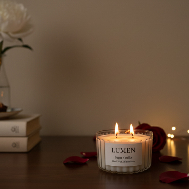 شمع دستساز معطر مدل lumen با رایحه وانیل زمان اتمام ۴۰ ساعت