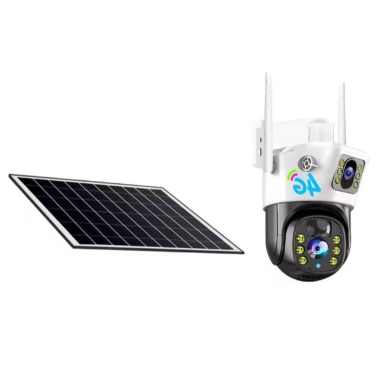 دوربین مداربسته تحت شبکه 4G V380pro مدل سیمکارتی 2لنز پنل خورشیدی