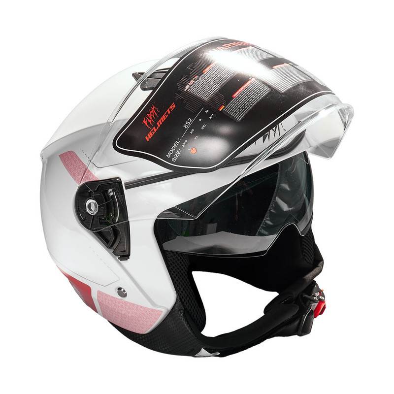 کلاه کاسکت بدون فک فلش مدل 852 glossy pink-white
