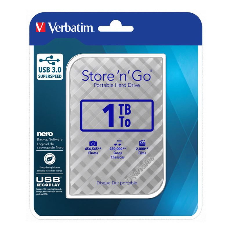 هارد اکسترنال ورباتیم مدل Store 'n' Go  ظرفیت یک ترابایت دارای رابط USB Type-A 3.0