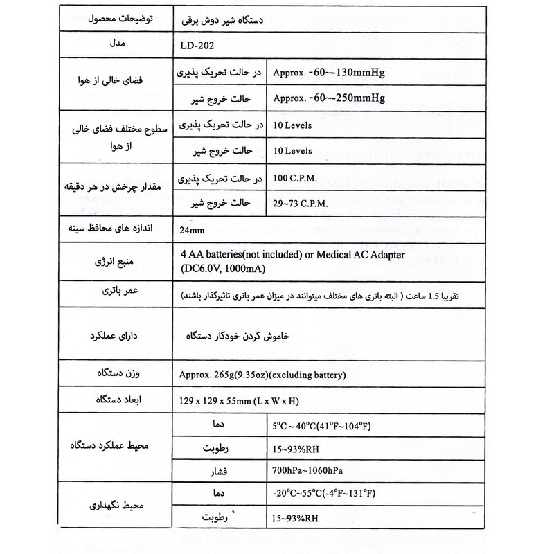 شیردوش برقی گلامور مدل Prestige LD202