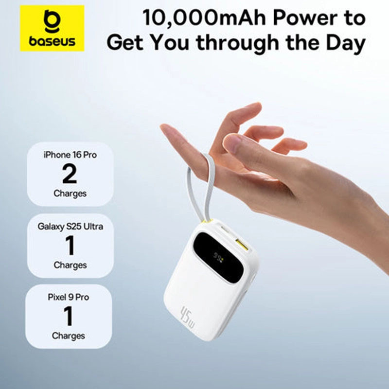 پاوربانک 45 وات بیسوس مدل EnerFill FC31 PPQD3‑1040 ظرفیت 10000 میلی‌آمپرساعت