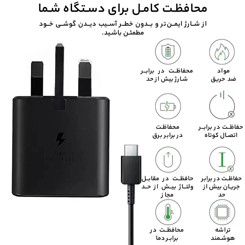 شارژر دیواری 25 وات ام پی مدل A52A53 به همراه کابل USB-C