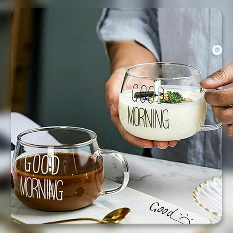 لیوان مدل GOOD MORNING  به همراه زیر لیوانی