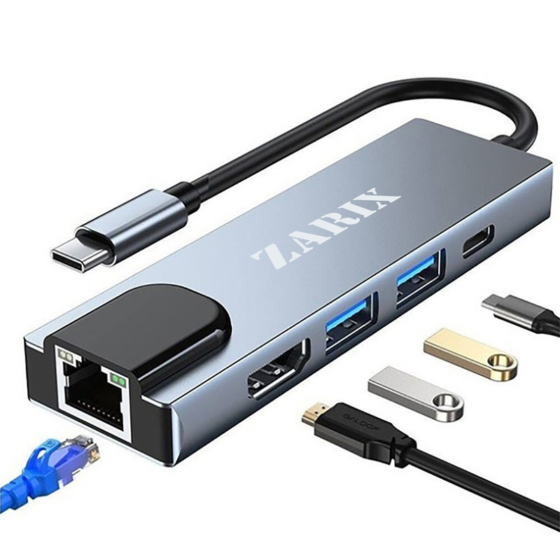 هاب 5 پورت USB-C زاریکس مدل Z5 Pro