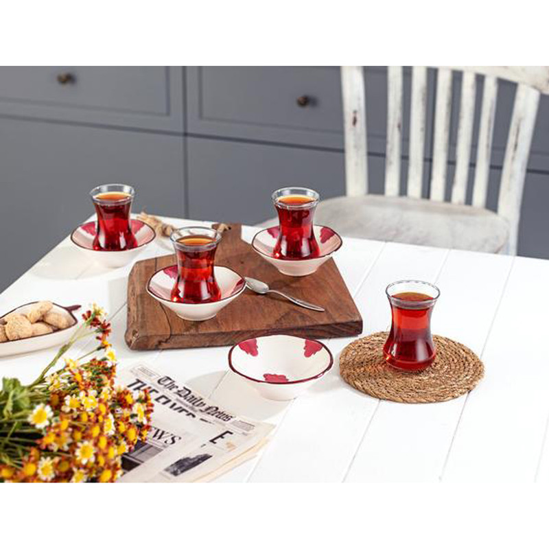 سرویس چای خوری 8 پارچه مادام کوکو مدل Vıe Rouge Oıseau