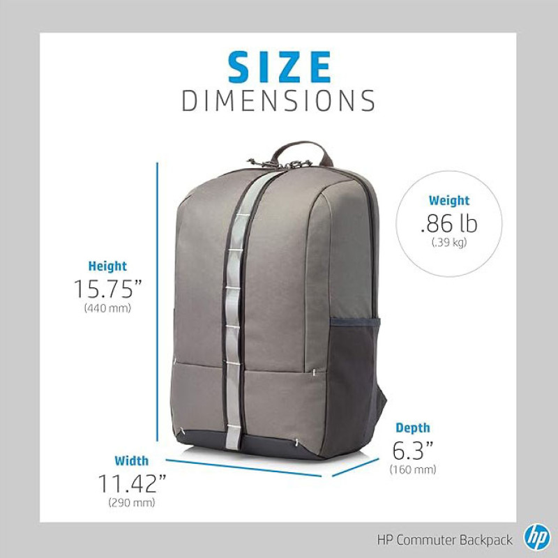 کوله پشتی لپ تاپ اچ‌ پی مدل Commuter Backpack Gray مناسب برای لپ تاپ 14.1 تا 15.6 اینچی