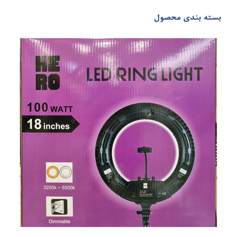 نور ثابت ال ای دی هیرو مدل Professional 100W FE480 به همراه سه پایه
