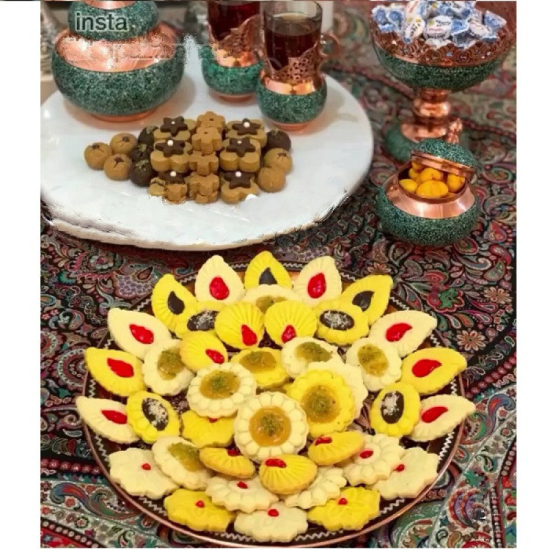 قالب شیرینی به گز مدل ترمه و طاووس مجموعه 2 عددی