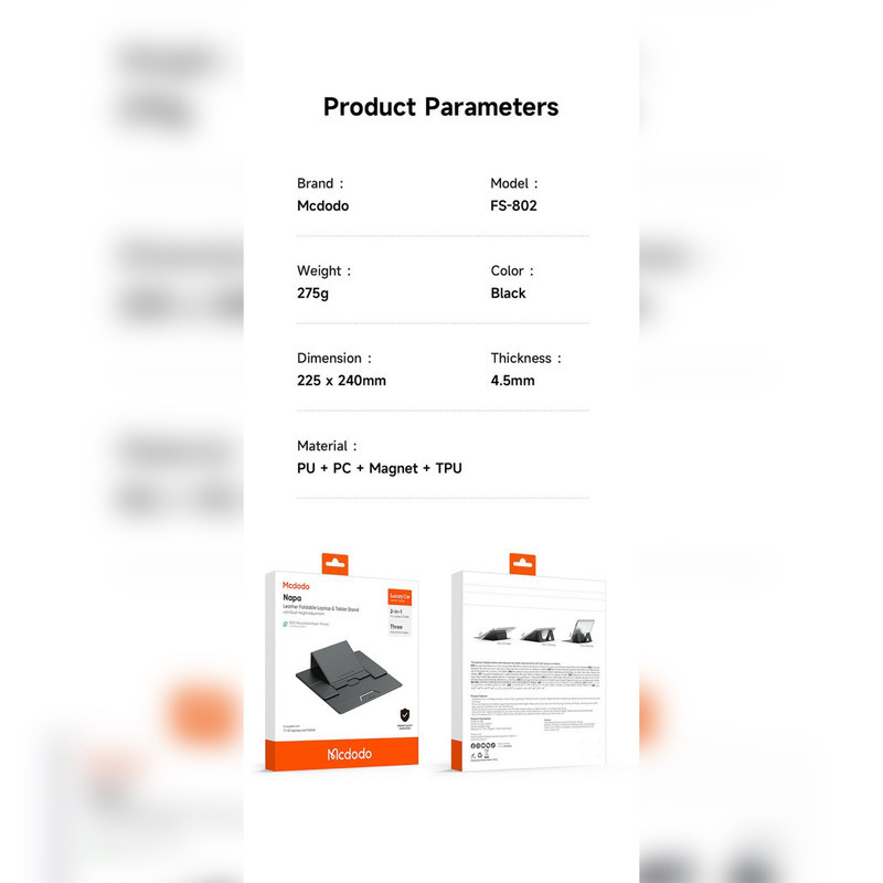پایه نگهدارنده لپ تاپ و تبلت مک دودو مدل FS-802