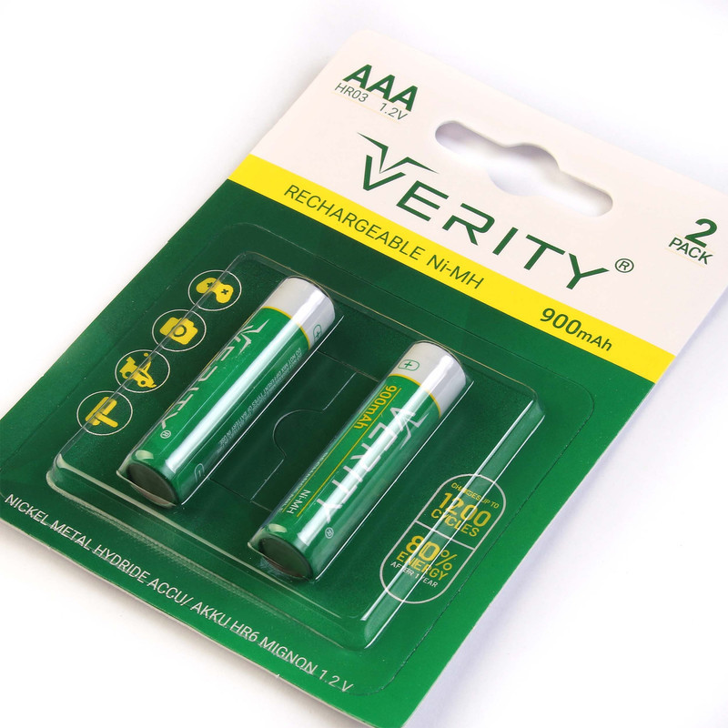 باتری نیم قلمی قابل شارژ وریتی مدل 900mAh بسته دو عددی