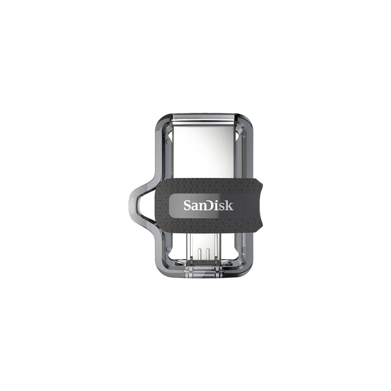 فلش مموری سن دیسک مدل Ultra Dual Drive m3.0 ظرفیت 64 گیگابایت با دو رابط USB Type-A و USB Type-C، سرعت انتقال 130 مگابایت بر ثانیه، استاندارد USB 3.2 Gen1، مناسب انتقال سریع و ایمن فایل بین دستگاه‌های هوشمند