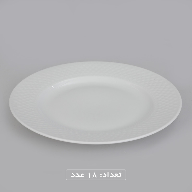 سرویس غذاخوری 102 پارچه چینی زرین ایران سری رادیانس مدل White درجه یک