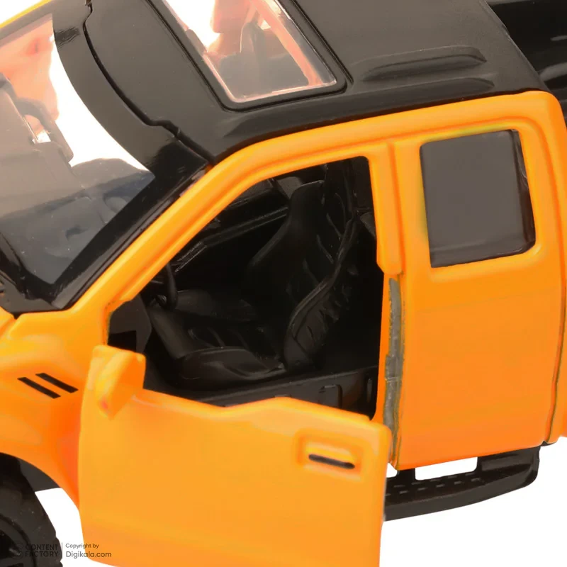 ماشین بازی آفرود فلزی طرح فورد RAPTOR عقب‌کش با در و صندوق بازشو، چراغ و افکت صوتی، طراحی دقیق و حرکت جلو و عقب