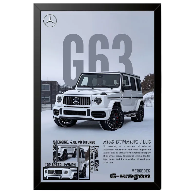 تابلو بکلیت طرح ماشین و خودرو مرسدس بنز Mercedes-Benz G-Class G63 AMG مدل B-po1990 فریم مشکی