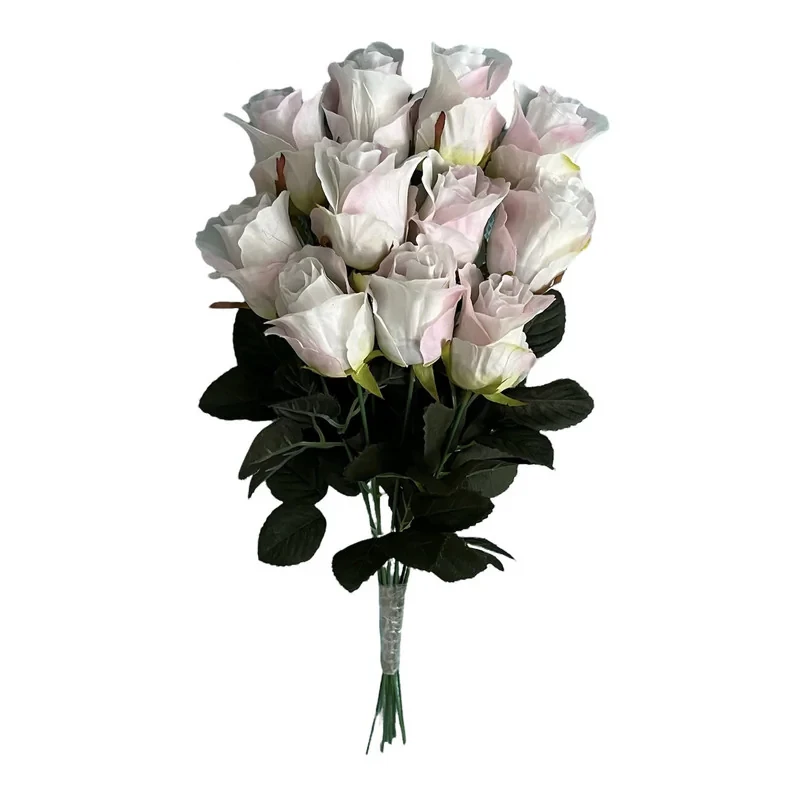 دسته گل رز مصنوعی پارچه‌ای 11 شاخه طول 45 سانتی‌متر با قابلیت شستشو و خم شدن مناسب گلدان‌های بزرگ و کوچک