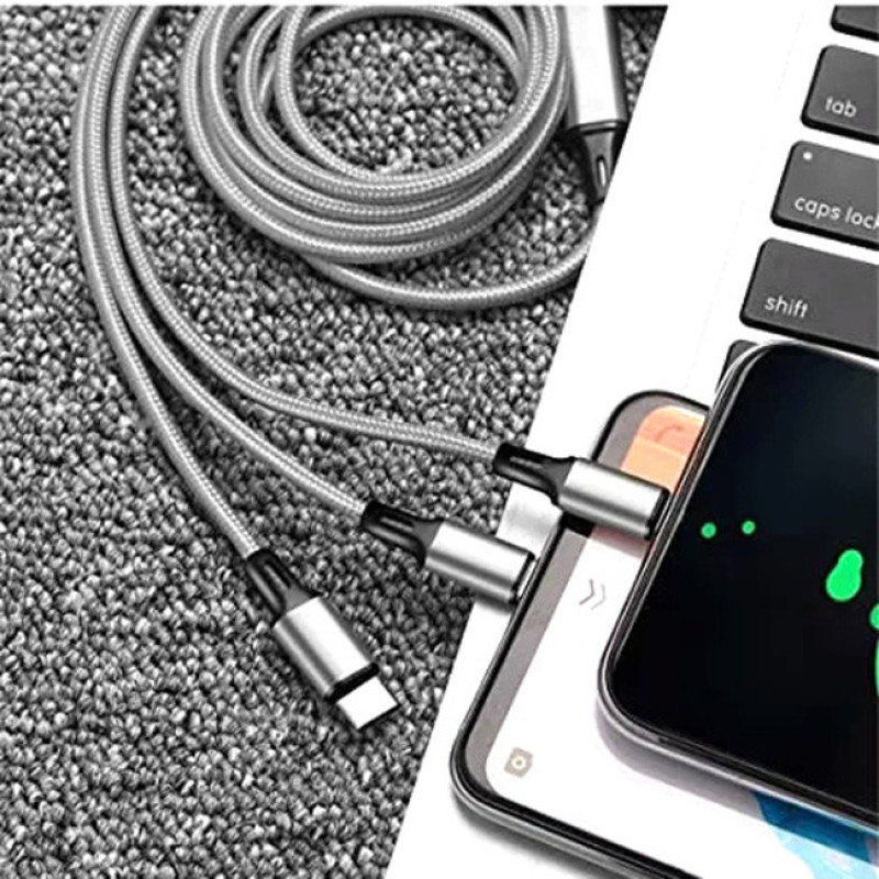 كابل تبدیل USB به  لايتنينگ micro USBUSB-C سمگپرس مدل توربو شارژ طول 1 متر