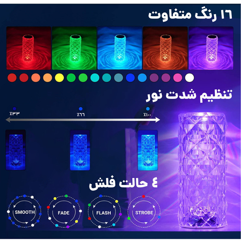 چراغ رومیزی مدل منشوری ریموت دار طرح رقص نور