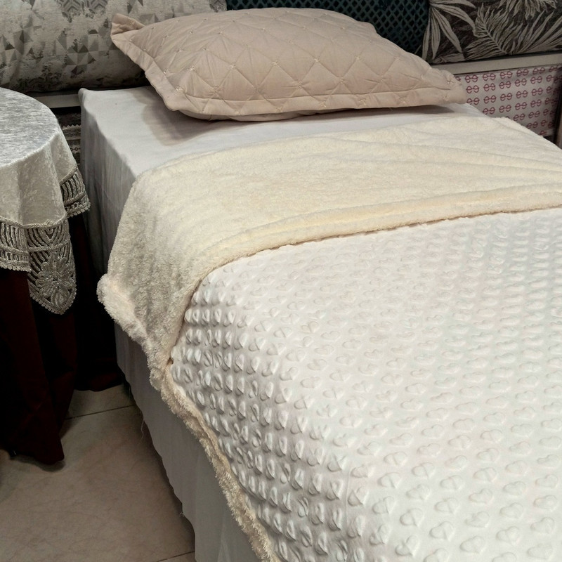 پتو دو لایه 1 نفره مدل  کریستال قلبی پشت تدی  سایز 220x160 سانتی‌متر