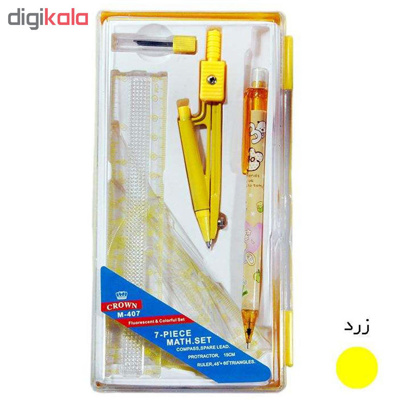 ست پرگار و خط کش کرون مدل M-407  بسته 7 عددی