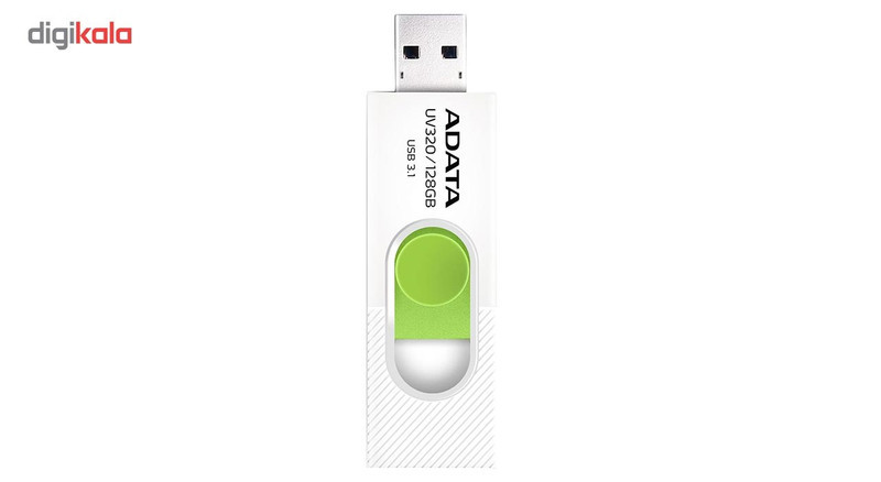 فلش مموری ای دیتا مدل UV320 ظرفیت 128 گیگابایت با درگاه USB 3.1 کشویی و سازگار با ویندوز، مک و لینوکس، انتقال داده با سرعت 10 گیگابیت بر ثانیه و طراحی جمع‌وجور