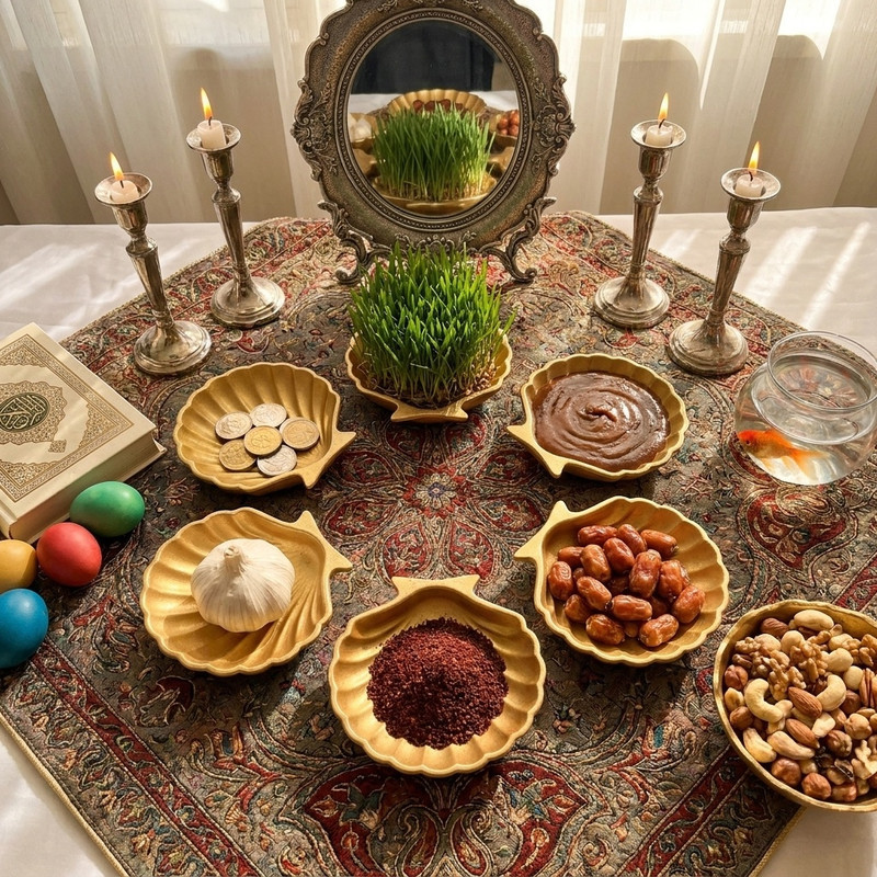 مجموعه ظروف هفت سین 6 پارچه مدل صدف کد 1403
