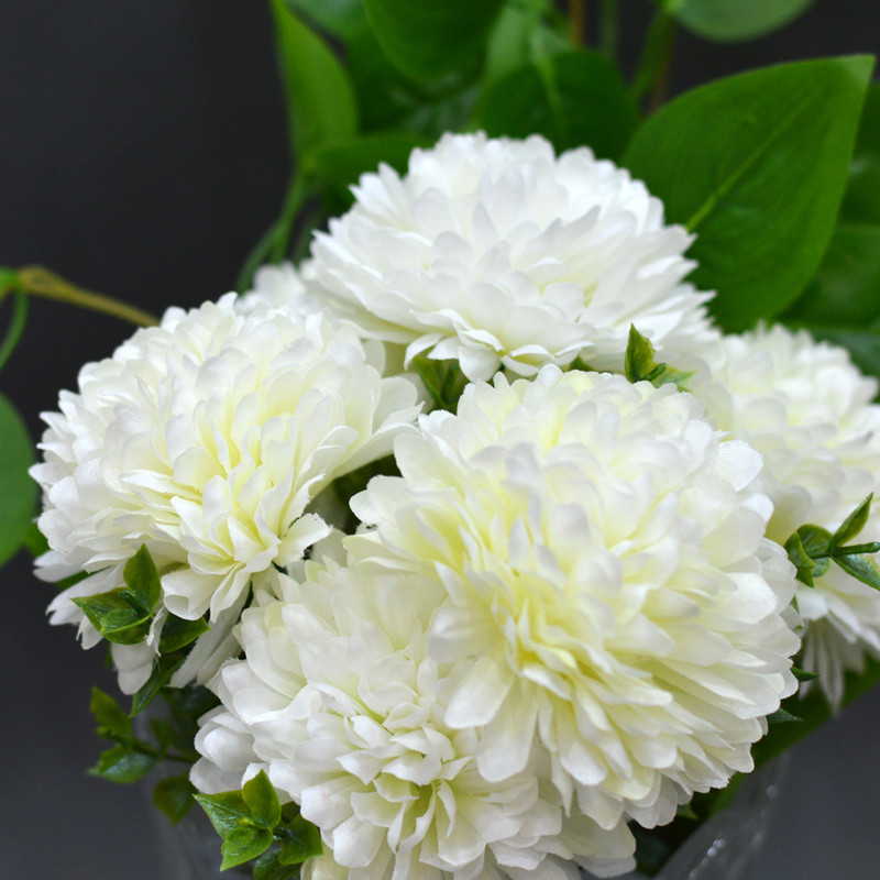 گل مصنوعی بوته داوودی 6 گل از پارچه، ابعاد 20x20x35 سانتی‌متر، وزن 70 گرم