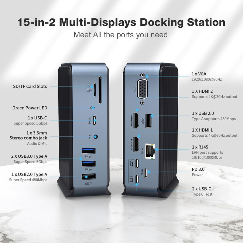 هاب 15 پورت USB-C داک استیشن مدل DC022