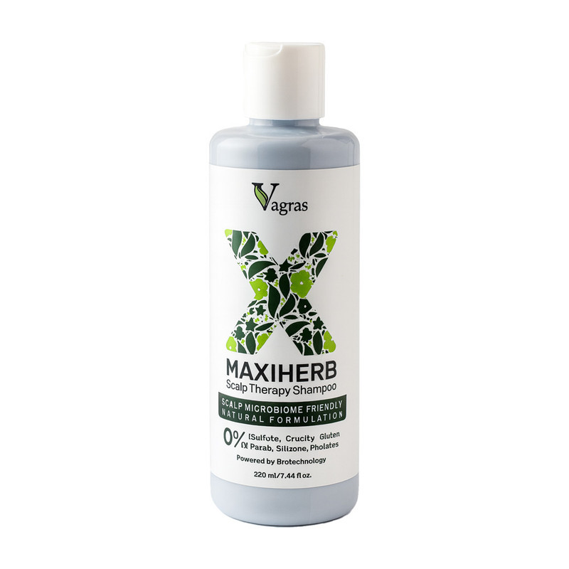 شامپو مو واگراس مدل MAXIHERB مناسب برای انواع مو حجم 220 میلی لیتر به همراه ماساژور کف سر